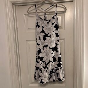 crown & ivy Black Dress with White Floral Pattern